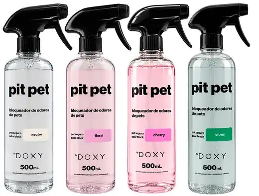 PIT PET bloqueador de odores de pets DOXY 500ml nas versões neutro, floral, cherry e citrus
